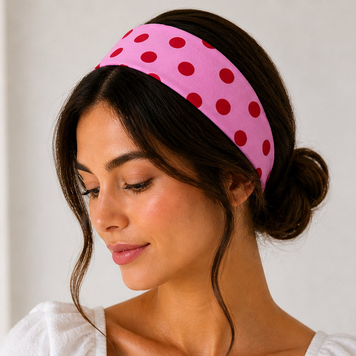 BANDEAU - ROSE À POIS ROUGE