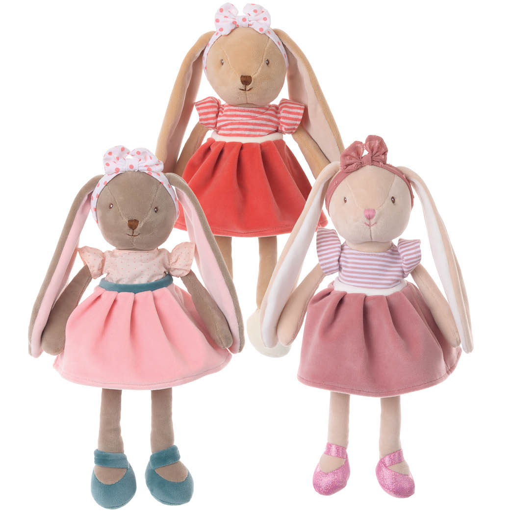 PELUCHE LAPIN BUNNY SISTER - ROBE ROSE