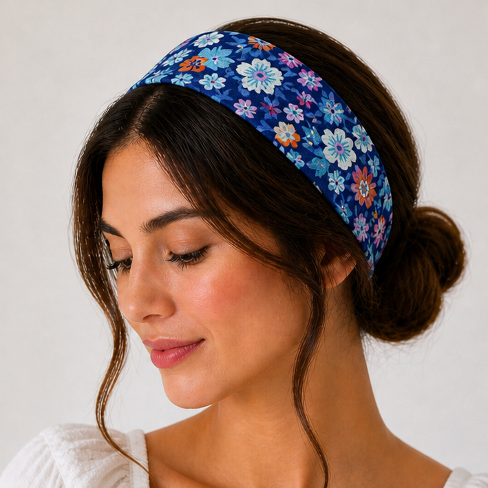 BANDEAU - BLEU À FLEURS